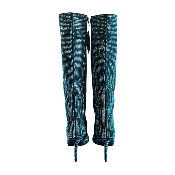 I.N.C. International Concepts Havannah Knee High Boots Green Bling Size 9.5 - Picture 3 of 9